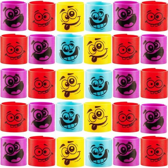 Mega Pack of 50 Coil Springs for Kids - Assorted Emoji Silly Faces and Colors - Picture 6 of 7